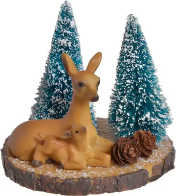 Image de 4 chevreuils avec sapins de Noël | RD-0893