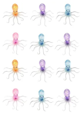 Produktbild von 1/6/12 Stück durchsichtiges Glitzer-Oktopus-Spielzeug, Stressabbau-Oktopus-Fidget-Toy, simuliertes Meerestier-Quetschspielzeug mit Pailletten