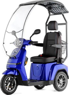 Produktbild von Elektromobil Veleco Turris mit Kapitänssitz und Dach - 800W - Seniorenmobil - Fertig montiert und fahrbereit - LED - Hohe Rückenlehne (Blau)