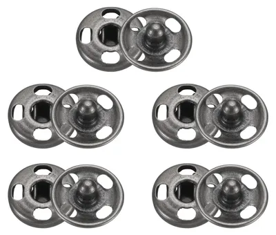 5 Druckknöpfe 10 mm, Metall, schwarz, Nähzubehör