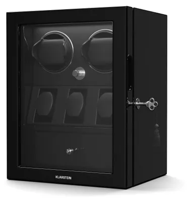 Zdjęcie produktu dla Klarstein ChronoVault Rotomat na 5 zegarków – Automatyczny rotomat z cichym japońskim silnikiem, Wegańska skóra, 4 tryby rotacji i 3 kierunki, Oświetlenie LED i szuflada na biżuterię