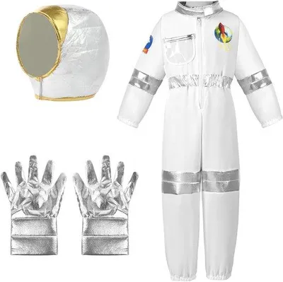 Productafbeelding van Uni Astronaut Kostuum voor Kinderen - Ruimte Avontuur Outfit met Helm, Handschoenen en Jumpsuit voor Cosplay en Verkleedfeest