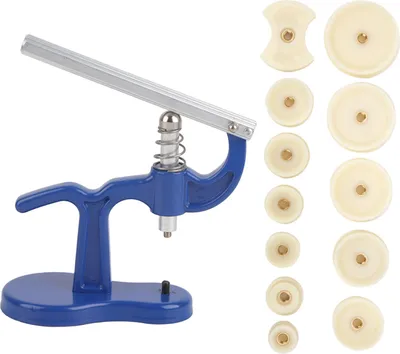 Produktbild von Uhrenpresse aus blauer Legierung, handbetriebenes Presswerkzeug für Reparaturen mit 12 Pressbacken
