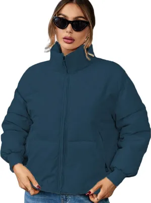 Image de ASKSA Femme Crop Doudoune chaude matelassée Veste d'hiver légère Manteau d'hiver décontracté Veste d'extérieur, Vert, M