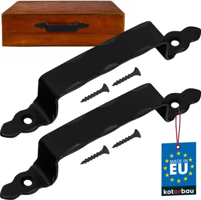 Produktbild von KOTARBAU® Zestaw 2 klamek kutych 200mm antyczna czern Stalowa klamka do drzwi bram furtek