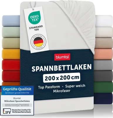 Produktbild von Blumtal Spannbettlaken 200x200 cm – Atmungsaktives Mikrofaser Bettlaken in Elfenbein – Weiches Spannbetttuch für maximalen Schlafkomfort