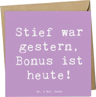 Produktbild von Mr. & Mrs. Panda Klappkarte Spruch Bonusvater Freude - Lavendeltraum - Geschenk, doppelkarte, Grußkarte, Unterstützung, Patchworkfamilie, Glückwunschkarte, Beziehung