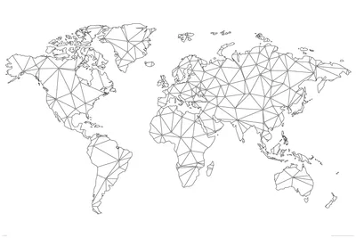 Image de Cartes géographiques - Carte du monde - Modèle de grille polygonale - Poster éducatif 91,5x61 cm