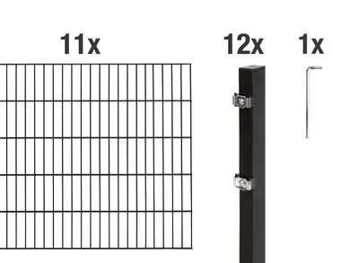 Immagine prodotto di Recinzione a doppia barra Alberts 628048, set completo da 24 elementi, nero opaco, altezza 120 cm, lunghezza 22 m