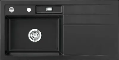 Produktbild von Spüle KeraDomo BELA 100 in LAVA - Becken links mit Excenterbedienung / Systemceram / Keramikspüle