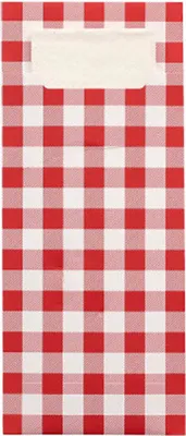 Produktbild von 15600 Bestecktaschen rot "Vichy Karo", 20 x 8,5 cm, inkl. weißer Serviette 33 x 33 cm 2-lag.