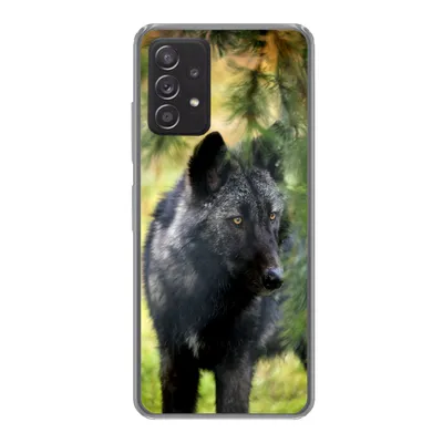 Produktbild von MuchoWow® Handyhülle Schutzhülle Hülle für Samsung galaxy a73 Wolf - Makro - Blätter Silikon Softcase Handy Hülle - Handyhülle