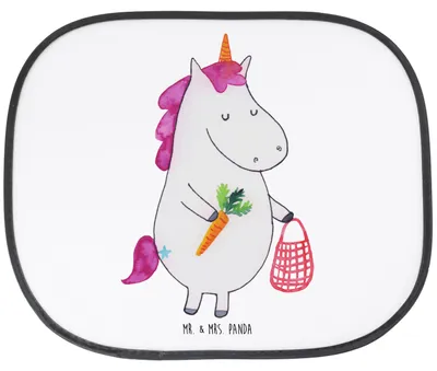 Produktbild von Mr. & Mrs. Panda Sonnenschutz Auto Einhorn Gemüse - Weiß - Geschenk, Autoscheiben, Fenster, Hitzeschutz, Einhörner, Unicorn, Wochenmarkt, Biomarkt
