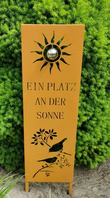 Produktbild von Gartenstecker "Sonne" 120 cm Schild Tafel Beetstecker aus Cortenstahl