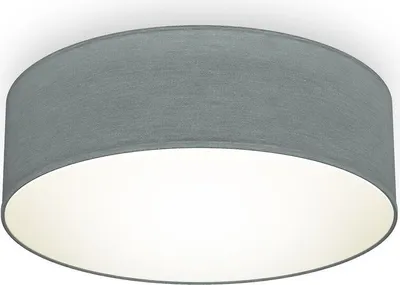A close-up view of a drum-shaped ceiling light.