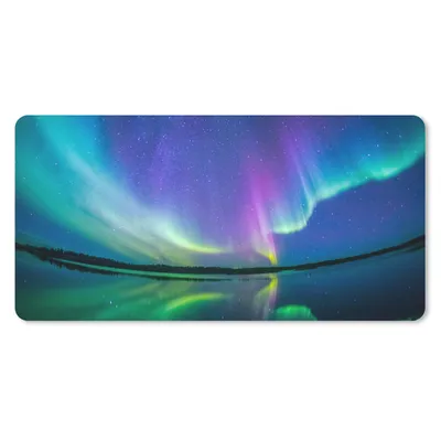 Produktbild von MuchoWow® Schreibtischunterlage Nordlicht - Sternenhimmel - Reflexion 80x40 cm - XXL Mauspad - Gaming Mauspad