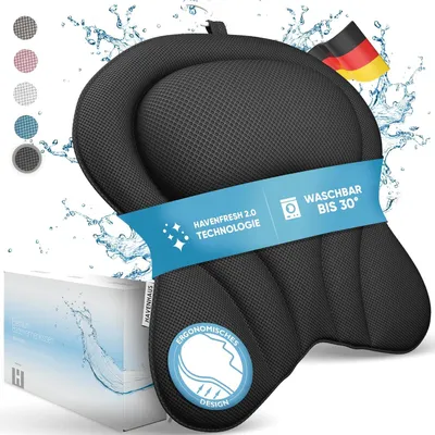 Produktbild von XXL Premium Badewannenkissen schwarz | NEU zusätzliche Polster an Schulter- & Nackenbereich | Badekissen für Badewanne schnelltrocknend, waschbar