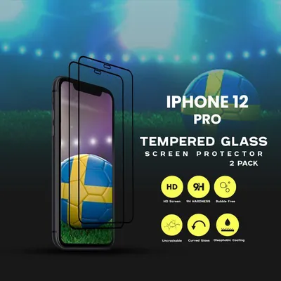 Produktbild von 2-Pack iPhone 12 Pro Displayschutzfolie - Gehärtetes Glas 9H - Super Qualität 3D