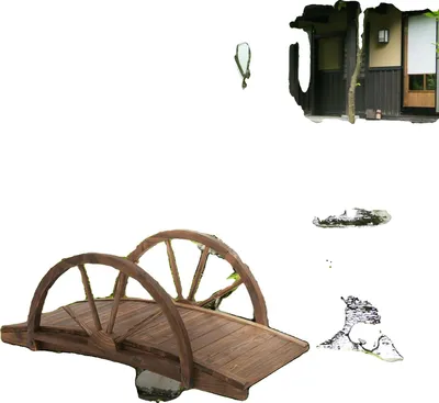 Obrázek produktu pro Dřevěný zahradní most, barevné smrkové dřevo, obloukový design, bezpečnostní zábradlí, hnědá barva