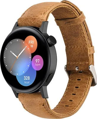 Produktbild von Strap-it Huawei Watch GT 3 42mm Lederarmband (Braun)