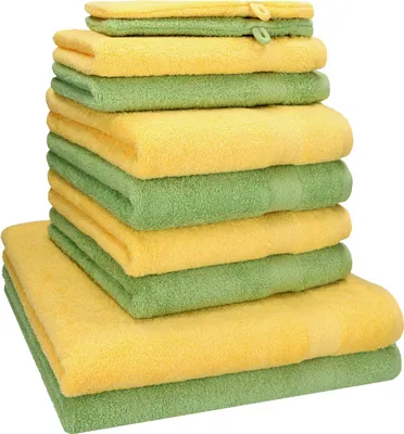 Produktbild von Betz 10-tlg. Handtuch-Set PREMIUM 2 Duschtücher 4 Handtücher 2 Gästetücher 2 Waschhandschuhe  Farbe:  gelb & apfel grün
