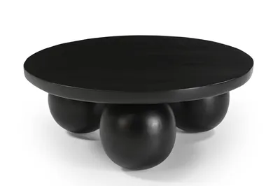 Produktbild von Marmoholz - Runder Couchtisch Siena Ø80 x H30 cm aus Massivholz Mango schwarz – moderner Wohnzimmertisch im Industrial Minimal Design