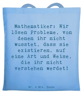 Produktbild von Mr. & Mrs. Panda Einkaufstasche Spruch Mathematiker Magie - Sky Blue - Geschenk, Formeln, Leidenschaft, totebag, mathematische Problemlösung, Jutebeutel, Tasche, Beruf