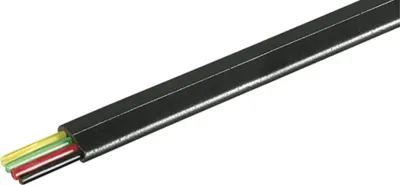 Produktbild von Goobay Telefonflachkabel 4-adrig, 100 m Rolle, AWG 28, CCA, 100 m, Schwarz, Flach, Polyvinylchlorid (PVC), 1 Stück(e), Rolle