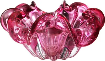 Produktbild von Casa Padrino Deko Schüssel aus mundgeblasenem Glas Pink Ø 21 x H. 10 cm - Luxus Deko Accessoires