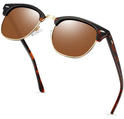 Produktbild von KANASTAL Polarisiert Sonnenbrille Herren Damen Halbrahmen Braun Leopard