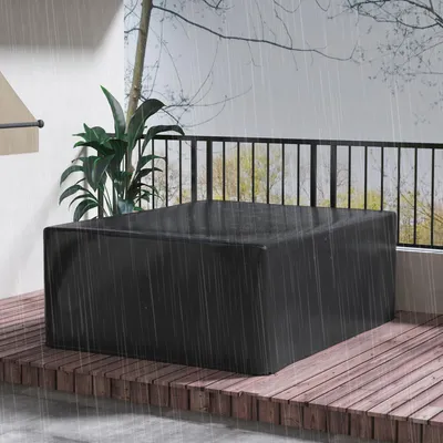 Produktbild von Gartenmöbel Schutzhülle wasserdicht winterfest, Abdeckplane Abdeckhaube PE-Gewebe, rechteckig, Schwarz | 235 x 190 x 90 cm | 100 g/m² | Kordelzug