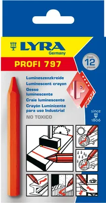 Produktbild von Lyra Lumineszenzkreide - fluoreszierende Kreide zur Vermessung und Markierung, orange - 12 Stück