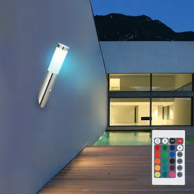 Produktbild von RGB LED Wandlampe, Edelstahl, Bewegungsmelder, H 40 cm