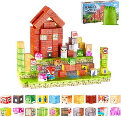 Produktbild von Magnetische Bausteine 100 Stück - Magnet Bausteine Set - STEM Montessori Sensorisches Spielzeug