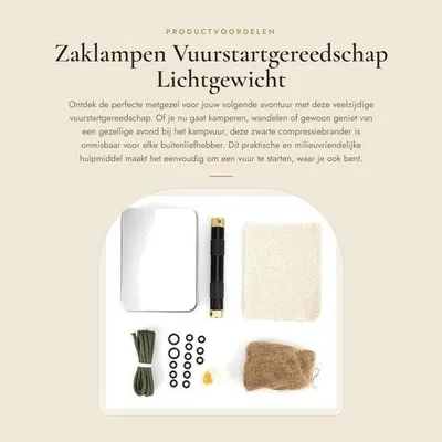 Productafbeelding van Zaklampen - Vuurstartgereedschap - Lichtgewicht en draagbaar - Zwart - Buitenaccessoires - Ideaal voor camping - Compact model