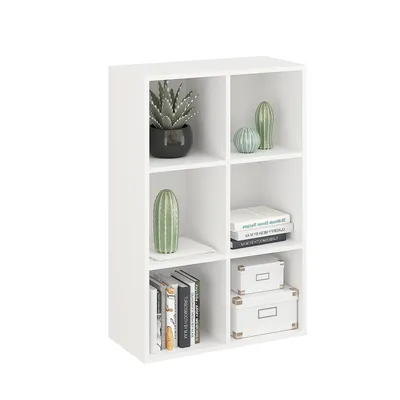 Produktbild von KOMTO Bücherregal Weiß – Regal mit 6 Fächern, Würfelregal, Standregal für Wohnzimmer, Kinderzimmer, Schlafzimmer | Cube Regal 61 x 92 x 29 cm