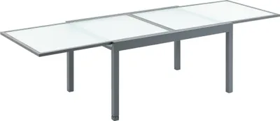 Produktbild von Outsunny Gartentisch mit gehärteter Glasplatte, ausziehbar, Grau/Weiß, 84B-672