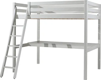 Produktbild von Hochbett mit Schreibplatte Kiefer Weiß lackiert 140 x 200 cm