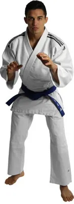Produktbild von adidas Club Gi Judoanzug weiß Streifen Schwarz 160
