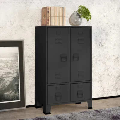 Produktbild von vidaXL Kleiderschrank Industrie Stil Anthrazit 67x35x107 cm Stahl - Kleiderschrank - Kleiderschränke - Lagerschrank - Garderobenschrank