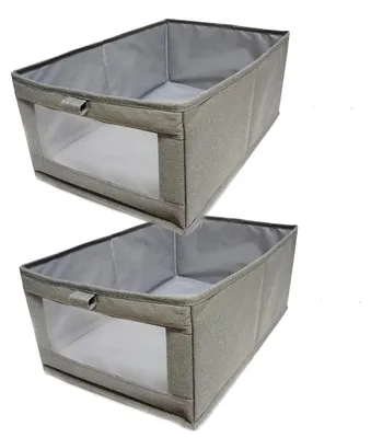 Image de Organisateur de tiroir 40 x 27 cm, organiseur d'armoire, boîtes de rangement en tissu avec poignées
