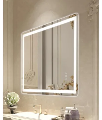 Productafbeelding van LED-spiegel voor de badkamer, 70 x 100 cm, met voor- en achtergrondverlichting, anti-condensfunctie, dimbaar, en met 3 kleurtemperaturen