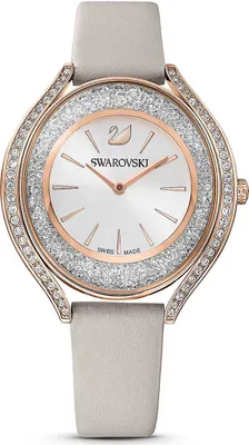 Image de Swarovski Crystalline Aura Uhr, Schweizer Produktion, Lederarmband, Grau, Roségoldfarbenes Finish CRYSTALLINE AURA LS GRAY/WHT/PRO 5519450