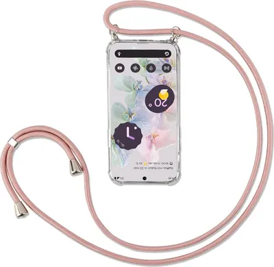 Obrázek produktu pro Google Pixel 6A Obal Silikonový Průhledný + Růžový Řetízek Na Klíče