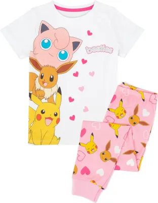 Obrázok produktu pre Pokémon - "Besties" pyžamo s dlhými nohavicami pre dievčatá NS7345 (146-152) (biela/ružová)