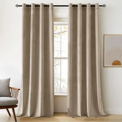 Samt-Verdunkelungsvorhänge, 2er-Set, 140x245 cm, beige, thermisch isolierend