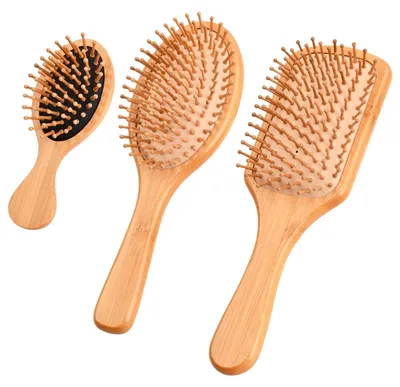 Immagine prodotto di Set di 3 spazzole per capelli in bambù, ideali per districare e massaggiare