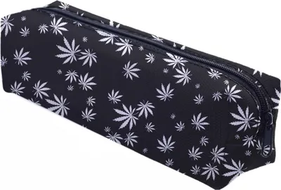 Produktbild von Mäppchen Federtasche Schlamperbox Federmäppchen Schüleretui Stiftemappe Schwarz Grün Marihuana Weed Black [008]