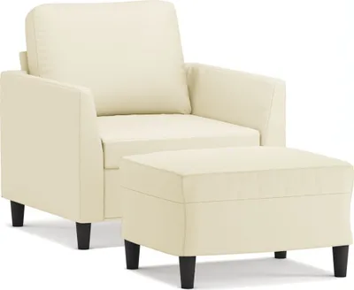 Produktbild von vidaXL Sessel mit Hocker Creme 60 cm Kunstleder