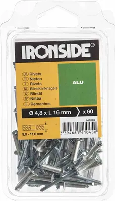 Produktbild von Ironside IR141045, Blindniete, Aluminium, Edelstahl, Edelstahl, 4,8 mm, 16 mm